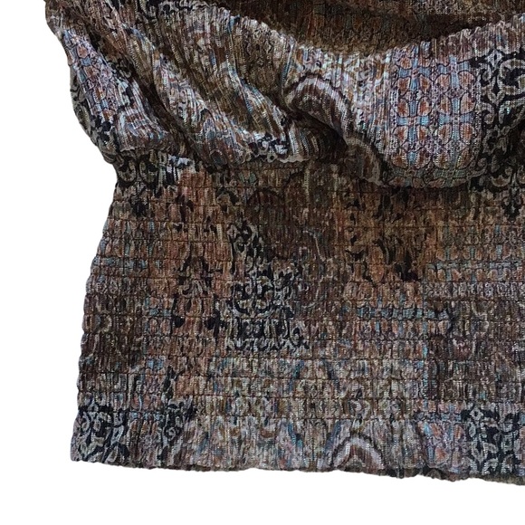 Joie Ruffle Mock Neck Sheer Sleeves Blouse Top, size S - Picture 5 of 12